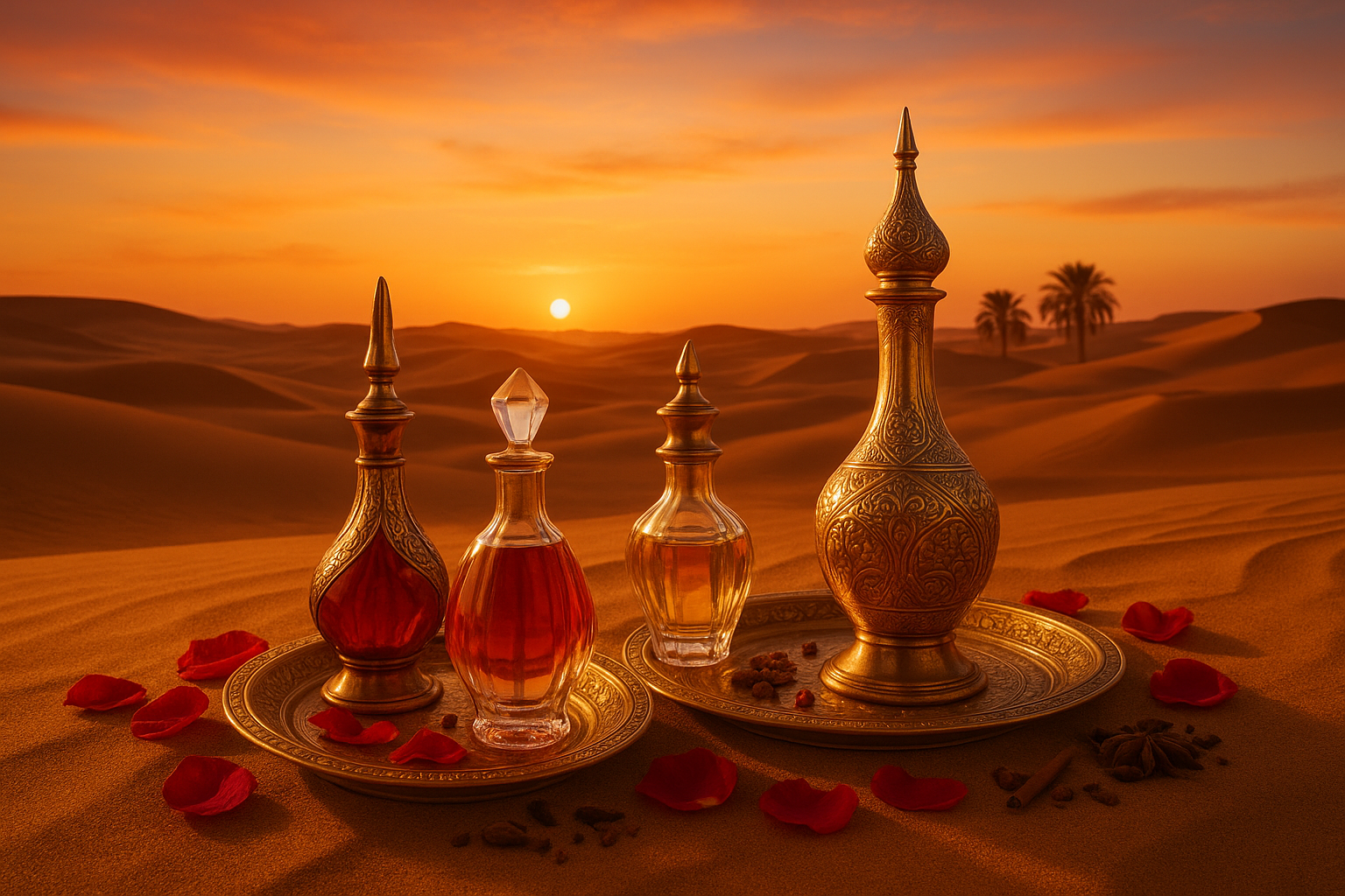 profumi arabi nel deserto con bel paesaggio
